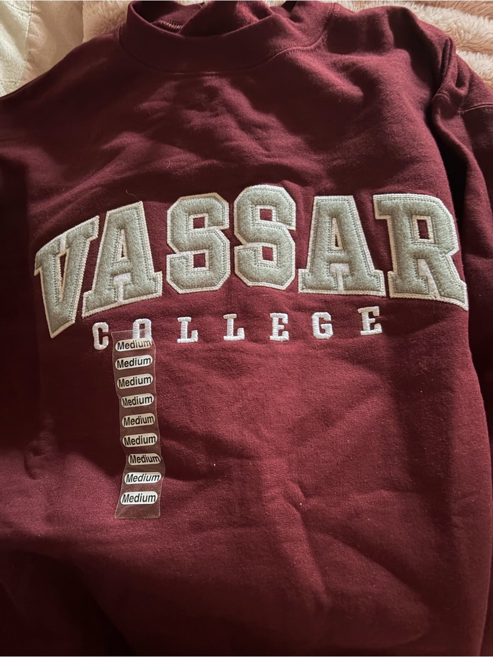 Champion Vassar College Crewneck Sweatshirt Medium Maroon NWT
